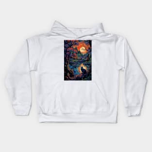 Psychedelic Sunset Cat Kids Hoodie